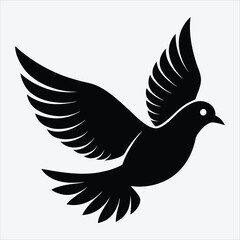 Obraz premium peace dove, Silhouette White background illustration, Generative Ai