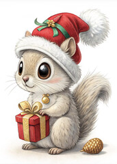 Cute animals with big eyes, Christmas ornaments, Christmas cute animals with Santa hats