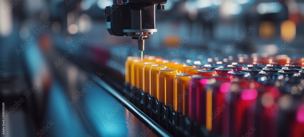 Poster automated can filling process: high-tech manufacturing in action