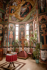 Christening ceremony. Orthodox Christening in the church. Christening details.
