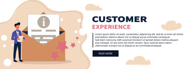 Customer experience abstract concept vector banner scene. Project delivery, beta testing, user guide, software development, new product launch, technical guide, helpdesk abstract metaphor	