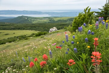 Obraz premium Vibrant wildflowers blooming among the green, fauna, natural beauty