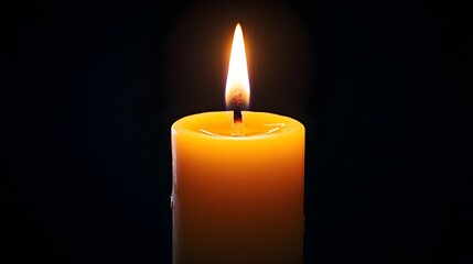 Lit Candle Flame, on Black Background, Abstract Image, Texture, Pattern Background, Wallpaper, Cover and Screen of Smartphone, PC, Laptop, 9:16 and 16:9 Format