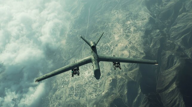 Drone Surveillance Mission Over a Desert Battlefield