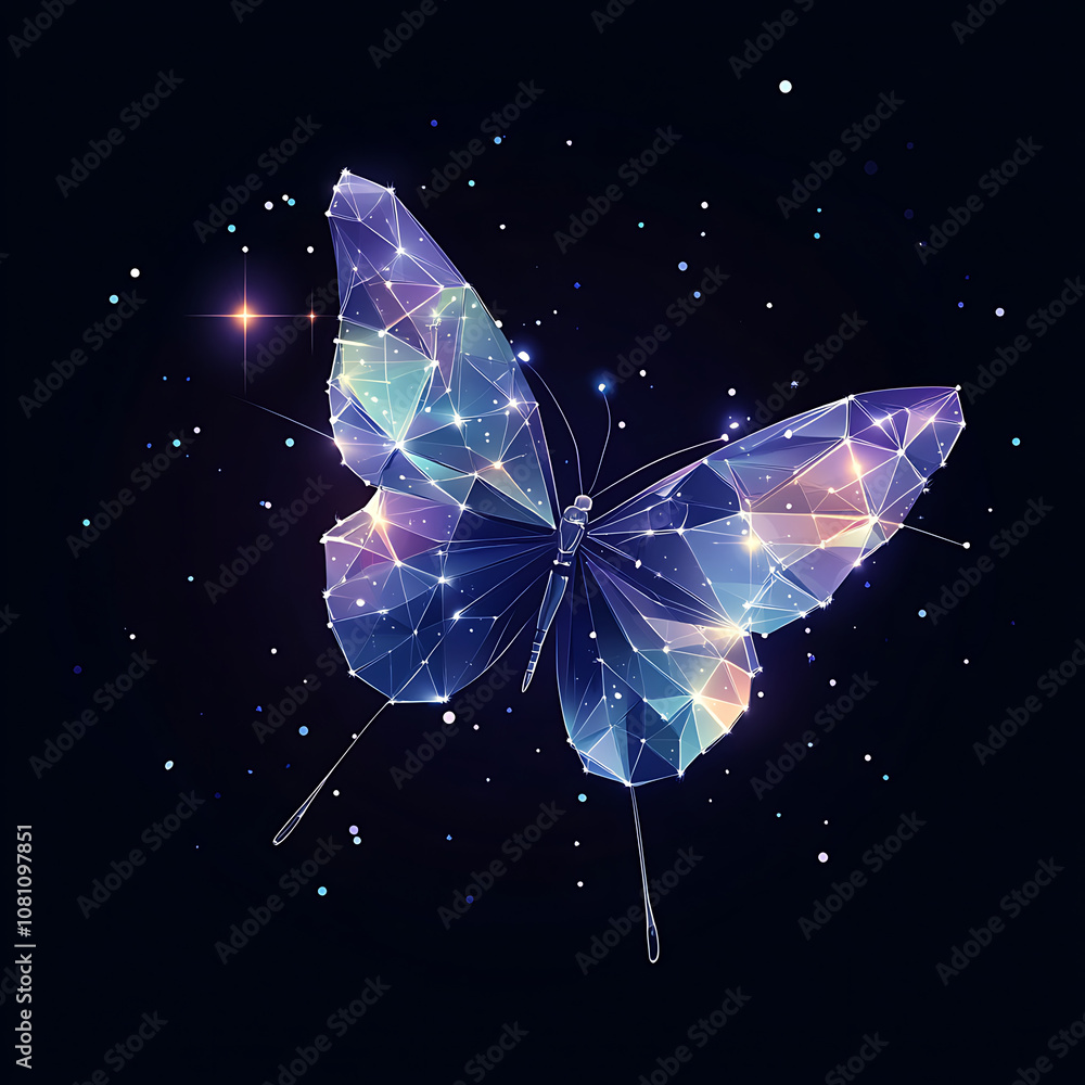 Poster geometric butterfly vector with sharp polygonal shapes picture