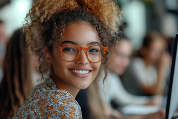 Smiling Woman in Glasses