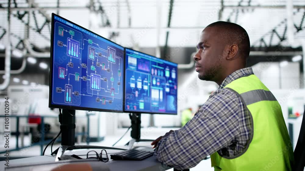 Poster Industrial Data Automation System On Computer