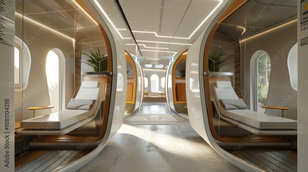 Poster futuristic sleep pod with advanced safety features generative ai