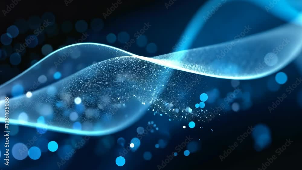 Poster dynamic fluid waves in deep blues and white create an elegant abstract composition with sweeping cur