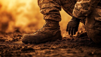 Soldier's Boots in the Dirt