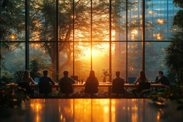 Silhouettes of People at Sunset
