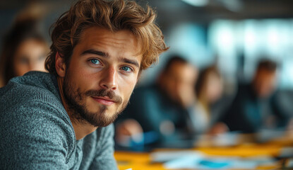 Young Man Looking at Camera