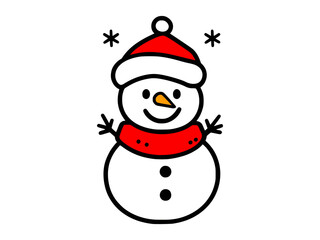 Happy snowman with Santa hat