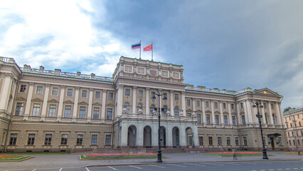 Obraz premium The Legislative Assembly of Saint Petersburg timelapse hyperlapse. It is located in a historic building called Mariinsky Palace.
