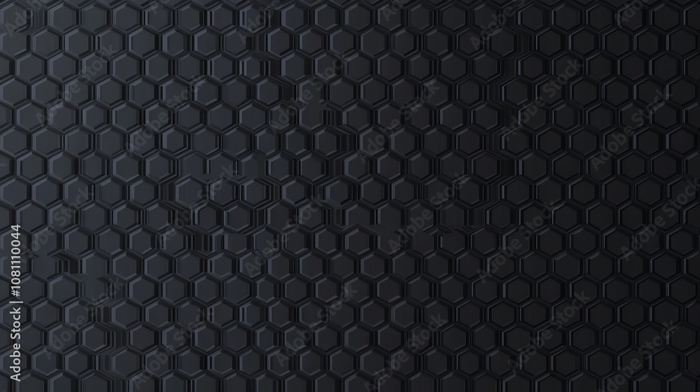 Poster a black background with a pattern of hexagons