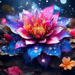 Radiant floral artwork with bold colors, fluid shapes. Conveys sense of joy, inspiration. For web design, print, artistic collaboration, digital art collection, website, poster, greeting card, print.