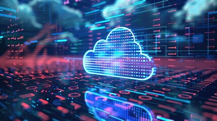 digital code background number zero and one running cloud computing technology concept