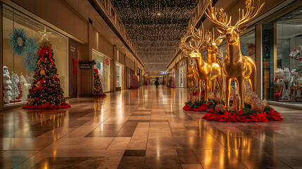 Empty mall corridor during Christmas