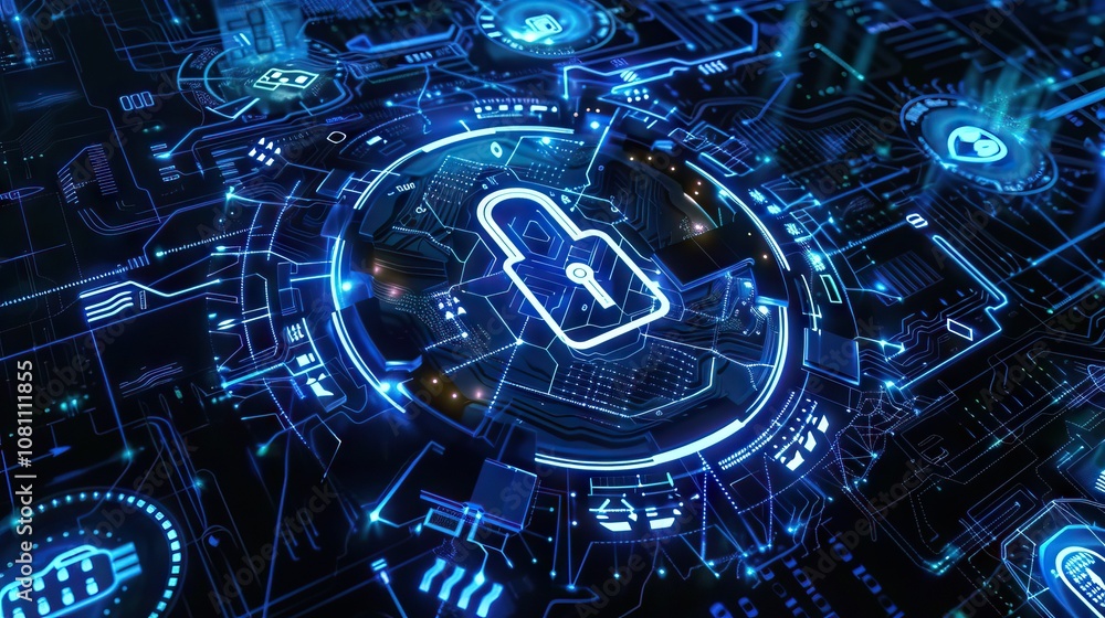 Aufkleber tablet data security with cyber padlock application.