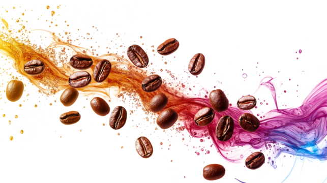 PNG Roasted coffee beans isolated on a white background