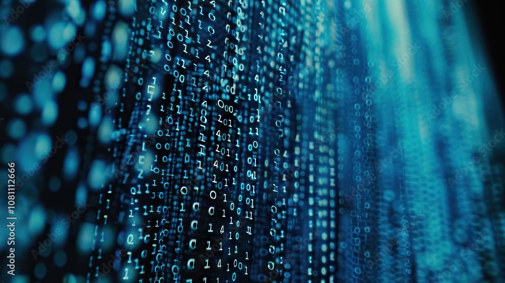 Poster rise of big data ai age digital concept with binary code