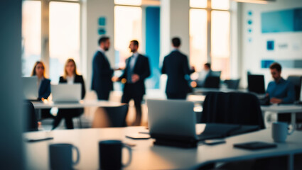 Fototapeta premium a natural and spontaneous office background scene captured in a candid photography style