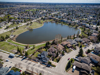 Aerial Drone View of Erindale Neighborhood in Saskatoon, Saskatchewan