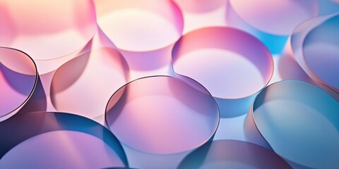 Close-up abstract background with blurred circular gradients viewed from a slightly tilted overhead angle, soft light blending, modern look