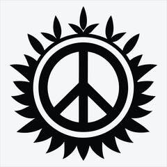 Power of Peace, Silhouette White background illustration, Generative Ai