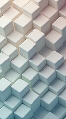 A close-up view of many stacked, light-gray cubes.
