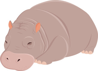 Hippo pygme sleeping character illustration design