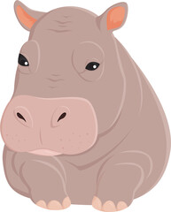 Hippo pygme sit character illustration design