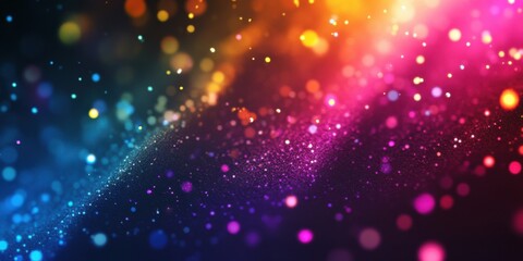 Dynamic rainbow light leak with scattered color fragments, vivid hues transitioning fluidly, a mix of soft and sharp edges, surreal abstract effect, cinematic lighting