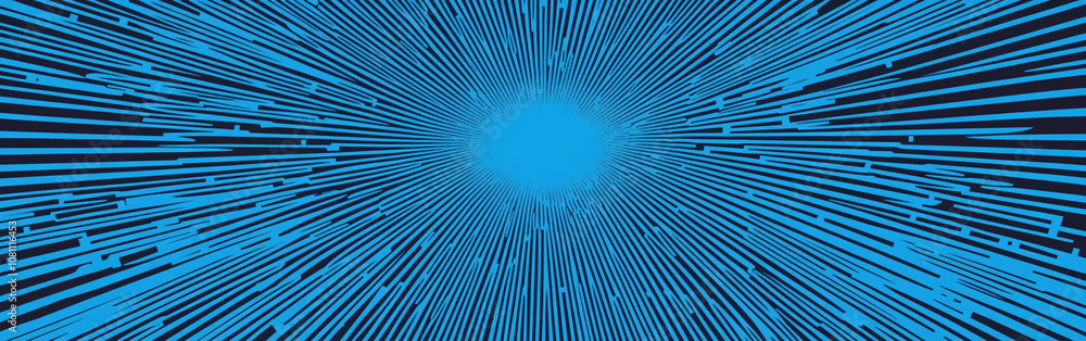 Poster this is a digital rendering of a blue and black striped pattern that resembles a tunnel of light