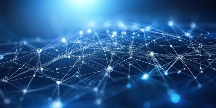 High-tech abstract background with interconnected lines and nodes, simulating a digital network in cool blue tones