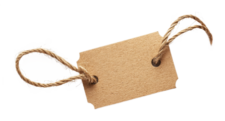 Tag with twine on a white background. isolated background.
