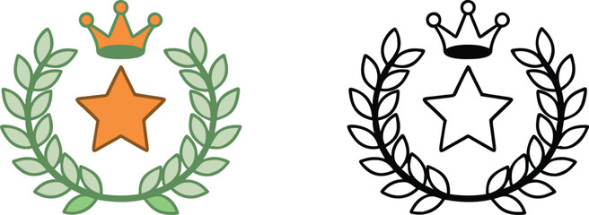 Laurel Wreath Crown Star Award Achievement Icon