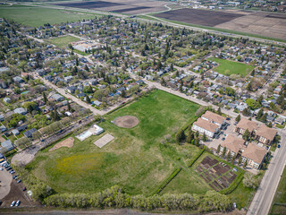 Aerial Drone View of Sutherland Neighborhood in Saskatoon, Saskatchewan