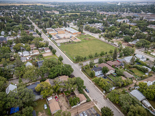 Aerial Drone View of Sutherland Neighborhood in Saskatoon, Saskatchewan