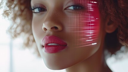 Person engages in augmented reality makeup try on with a smartphone app showcasing digital lipstick on a sunny day