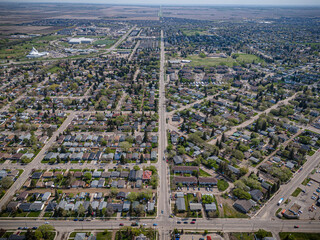 Aerial Drone View of Forest Grove Neighborhood in Saskatoon, Saskatchewan