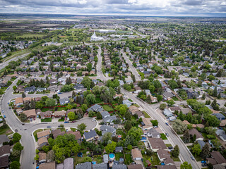 Aerial Drone View of Forest Grove Neighborhood in Saskatoon, Saskatchewan