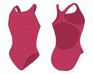 Plain women swimsuit mockup front and back view