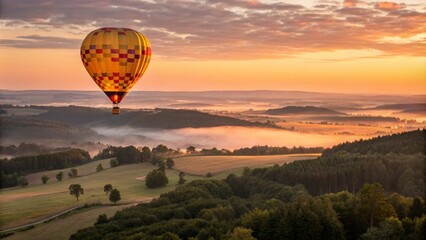 Fototapeta premium hot air balloon at sunset