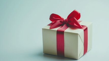 Fototapeta premium Stylish gift box with red ribbon - ideal for celebrations and gift-giving occasions