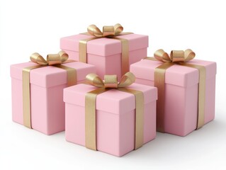 Fototapeta premium Elegant Pink Presents with Golden Ribbons