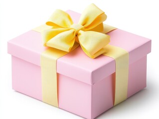 Obraz premium Charming Pink Gift Box with Yellow Bow