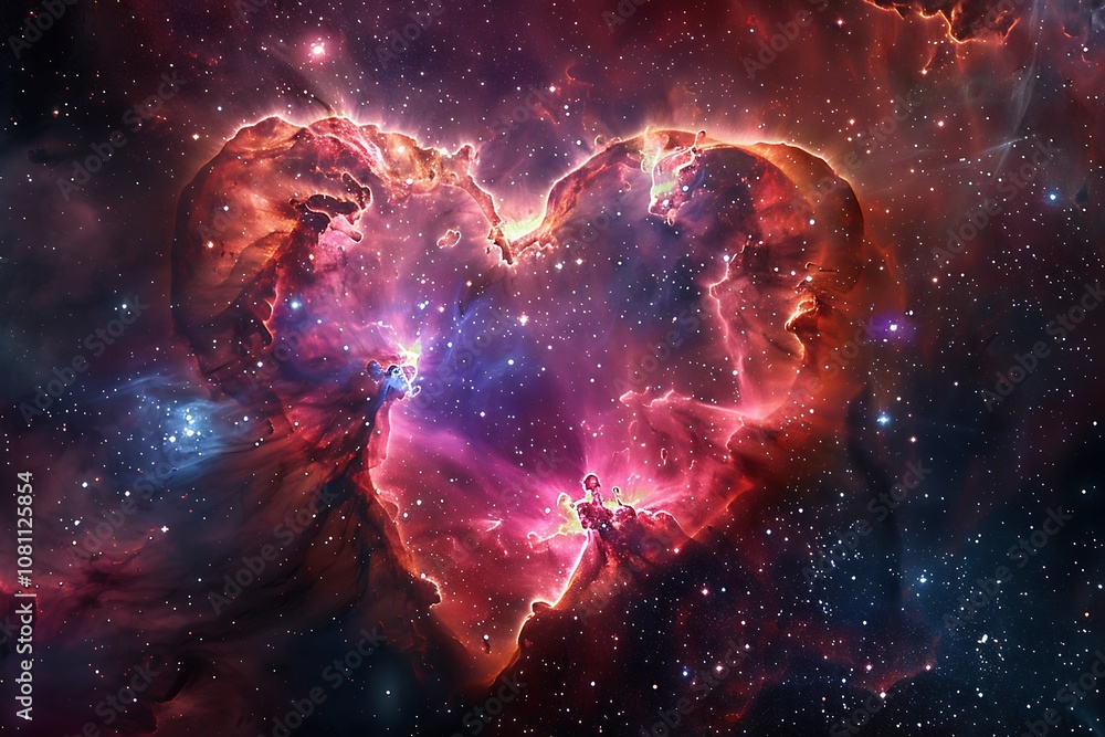 Aufkleber abstract space background with heart shape