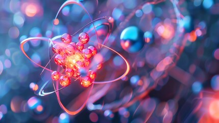 Detailed crosssection of an atom highlighting the arrangement of its particles