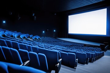 Naklejka premium Dramatic Lighting in Movie Theater Aisle